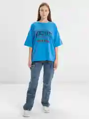 Синий женская футболка свободного кроя, однотонная, oversize, с принтом RENOVATE
