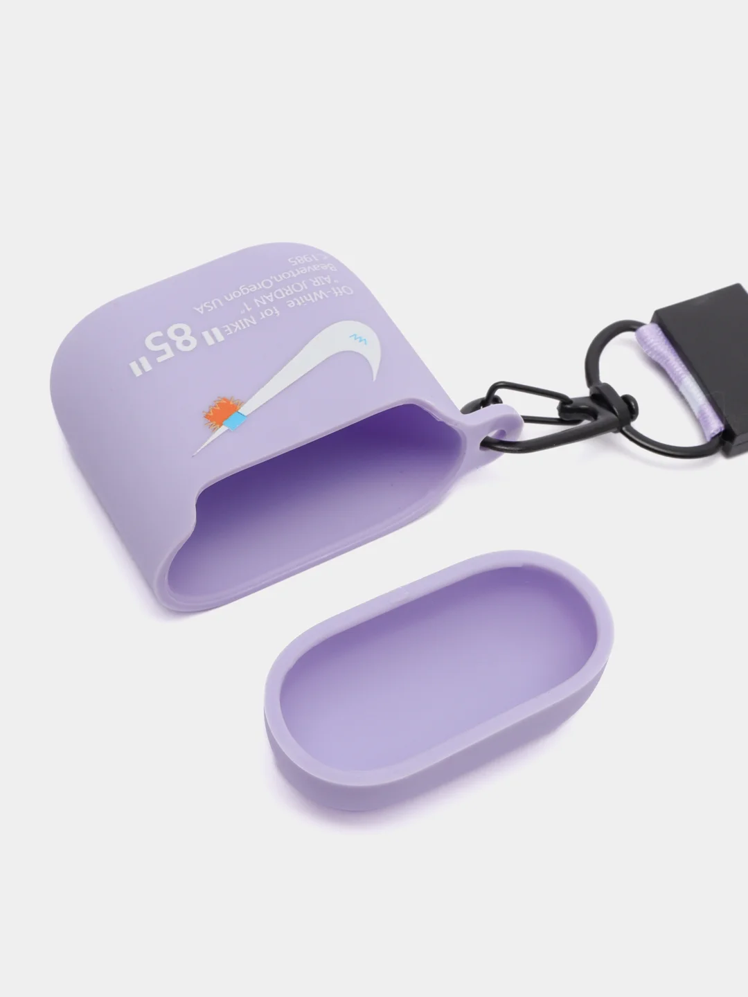 Фиолетовый чехол для наушников Apple AirPods 1 / Pro 2 / 3 силиконовый с принтом Nike sport (найк))