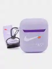 Фиолетовый чехол для наушников Apple AirPods 1 / Pro 2 / 3 силиконовый с принтом Nike sport (найк))