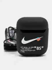 Фиолетовый чехол для наушников Apple AirPods 1 / Pro 2 / 3 силиконовый с принтом Nike sport (найк))
