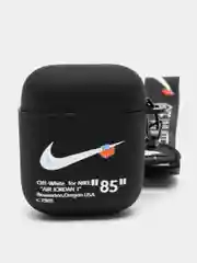 Фиолетовый чехол для наушников Apple AirPods 1 / Pro 2 / 3 силиконовый с принтом Nike sport (найк))
