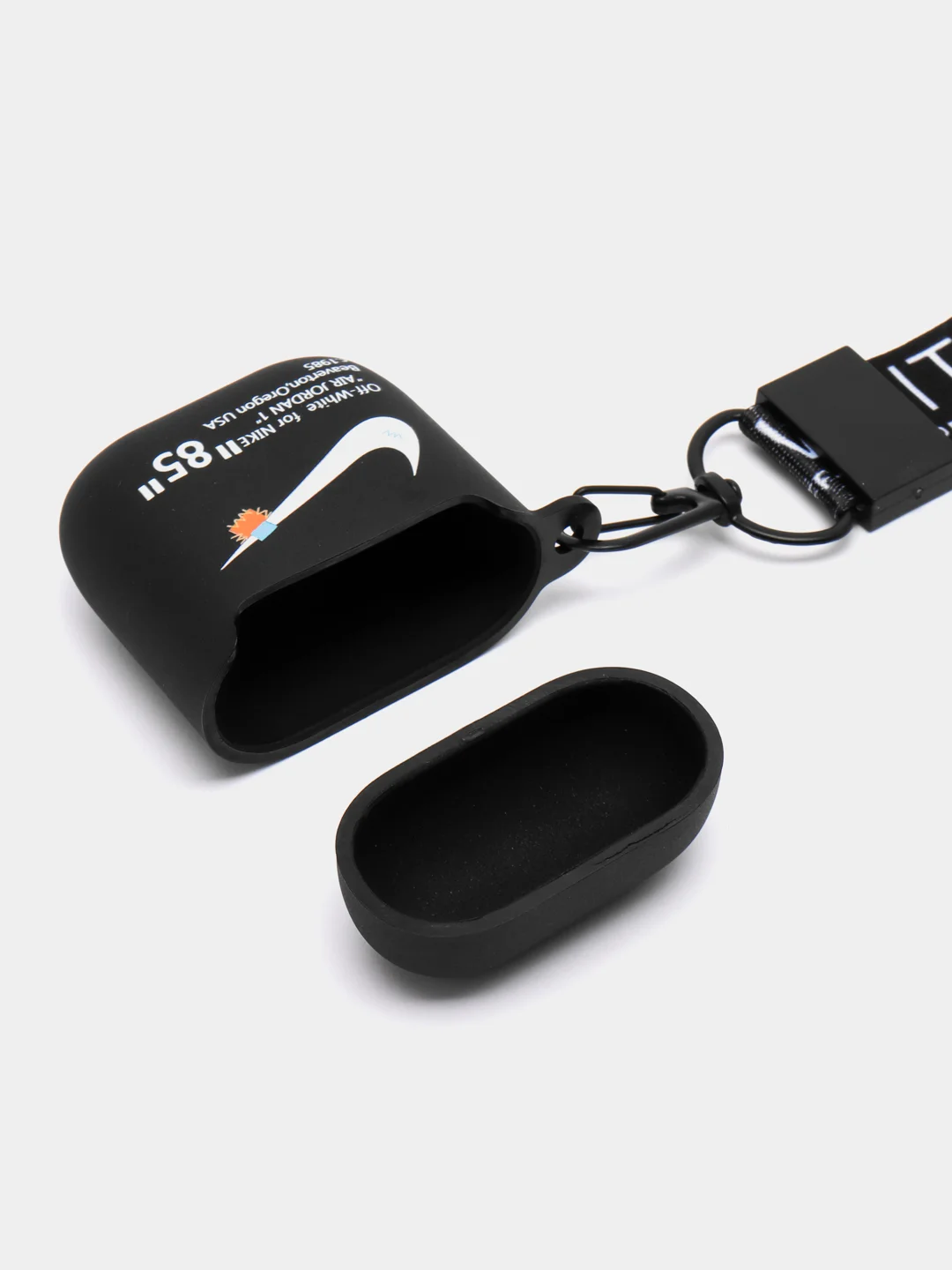 Фиолетовый чехол для наушников Apple AirPods 1 / Pro 2 / 3 силиконовый с принтом Nike sport (найк))