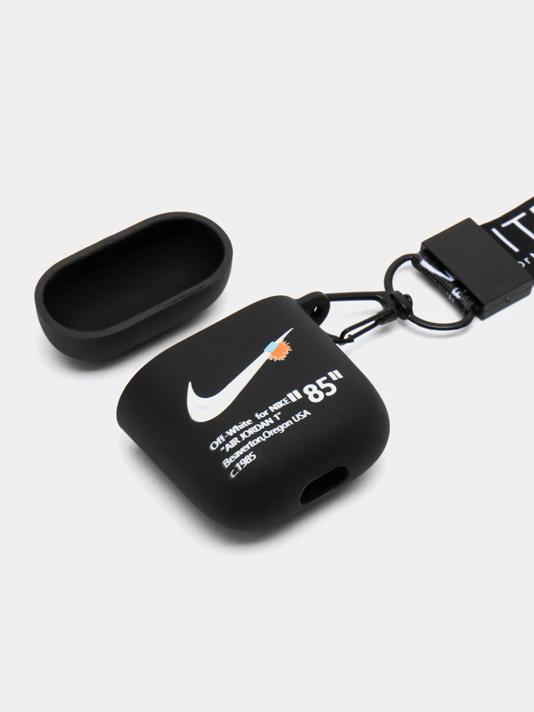 Фиолетовый чехол для наушников Apple AirPods 1 / Pro 2 / 3 силиконовый с принтом Nike sport (найк))