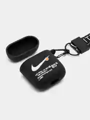 Фиолетовый чехол для наушников Apple AirPods 1 / Pro 2 / 3 силиконовый с принтом Nike sport (найк))