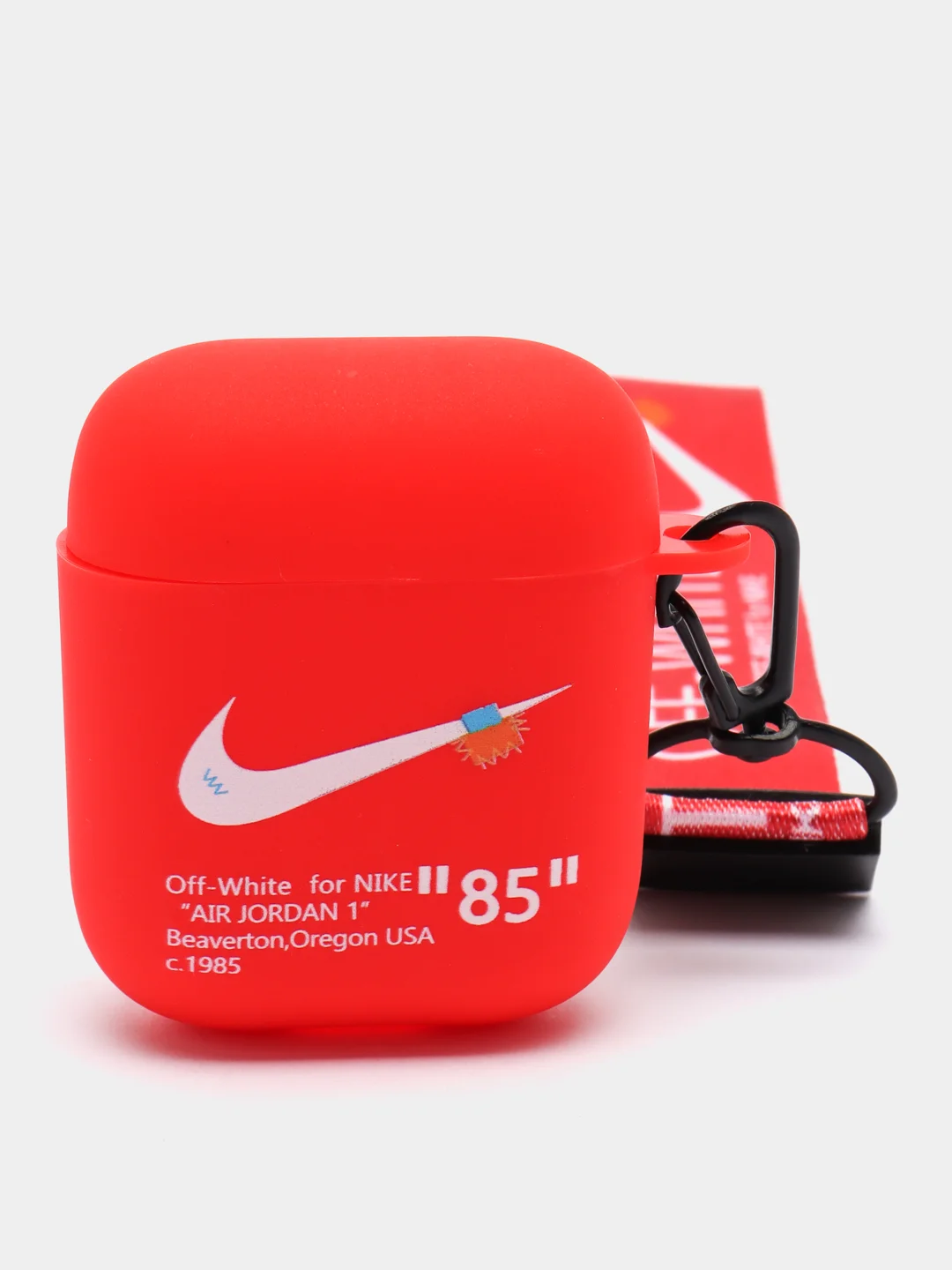Красный чехол для наушников Apple AirPods 1 / Pro 2 / 3 силиконовый с принтом Nike sport (найк))