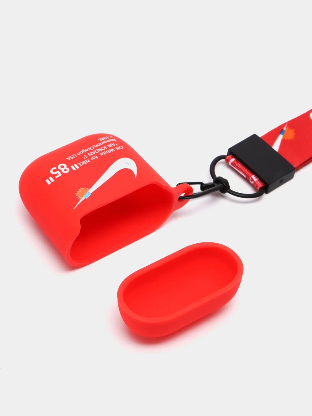 Красный чехол для наушников Apple AirPods 1 / Pro 2 / 3 силиконовый с принтом Nike sport (найк))