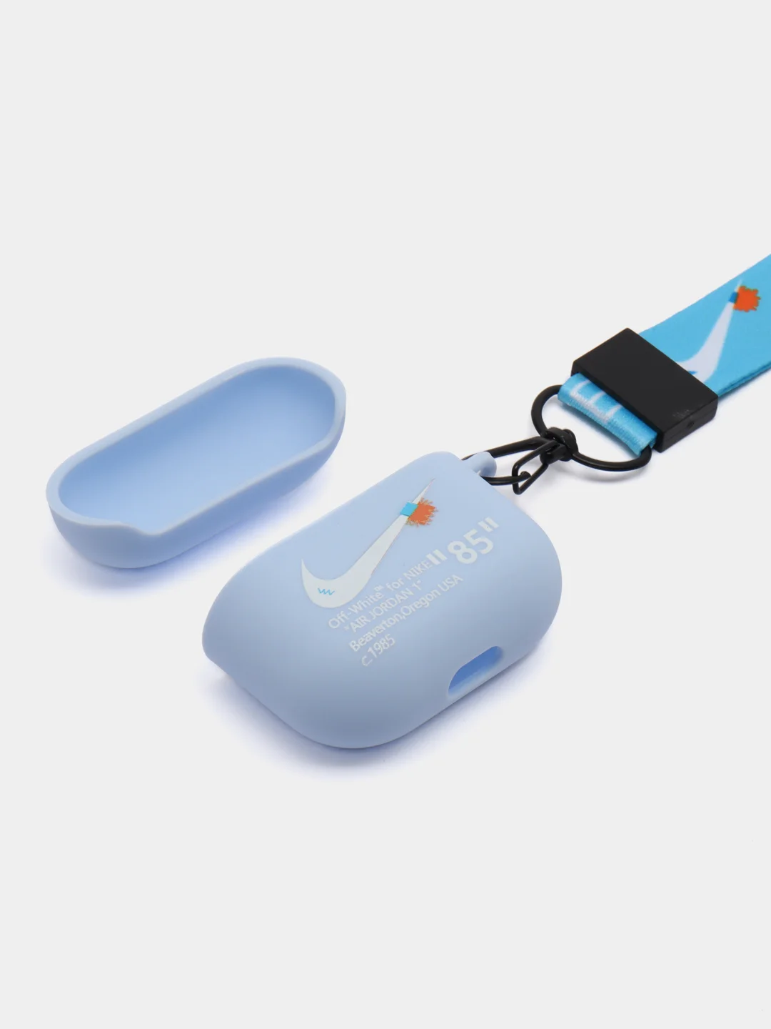 Синий чехол для наушников Apple AirPods 1 / Pro 2 / 3 силиконовый с принтом Nike sport (найк))