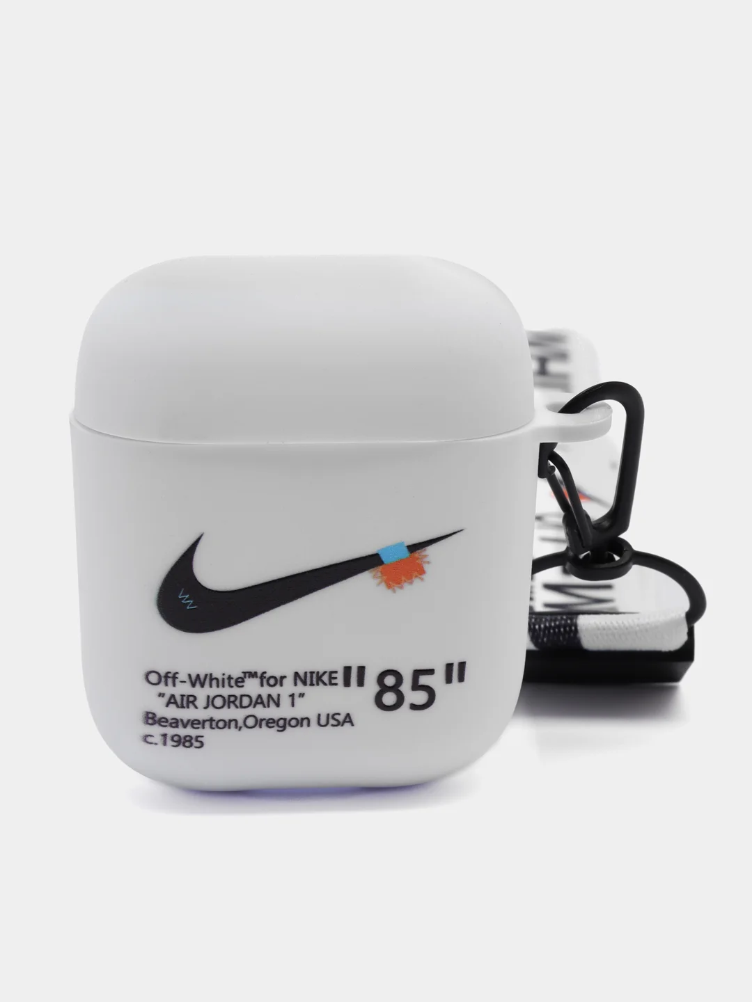 Белый чехол для наушников Apple AirPods 1 / Pro 2 / 3 силиконовый с принтом Nike sport (найк))