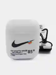 Белый чехол для наушников Apple AirPods 1 / Pro 2 / 3 силиконовый с принтом Nike sport (найк))