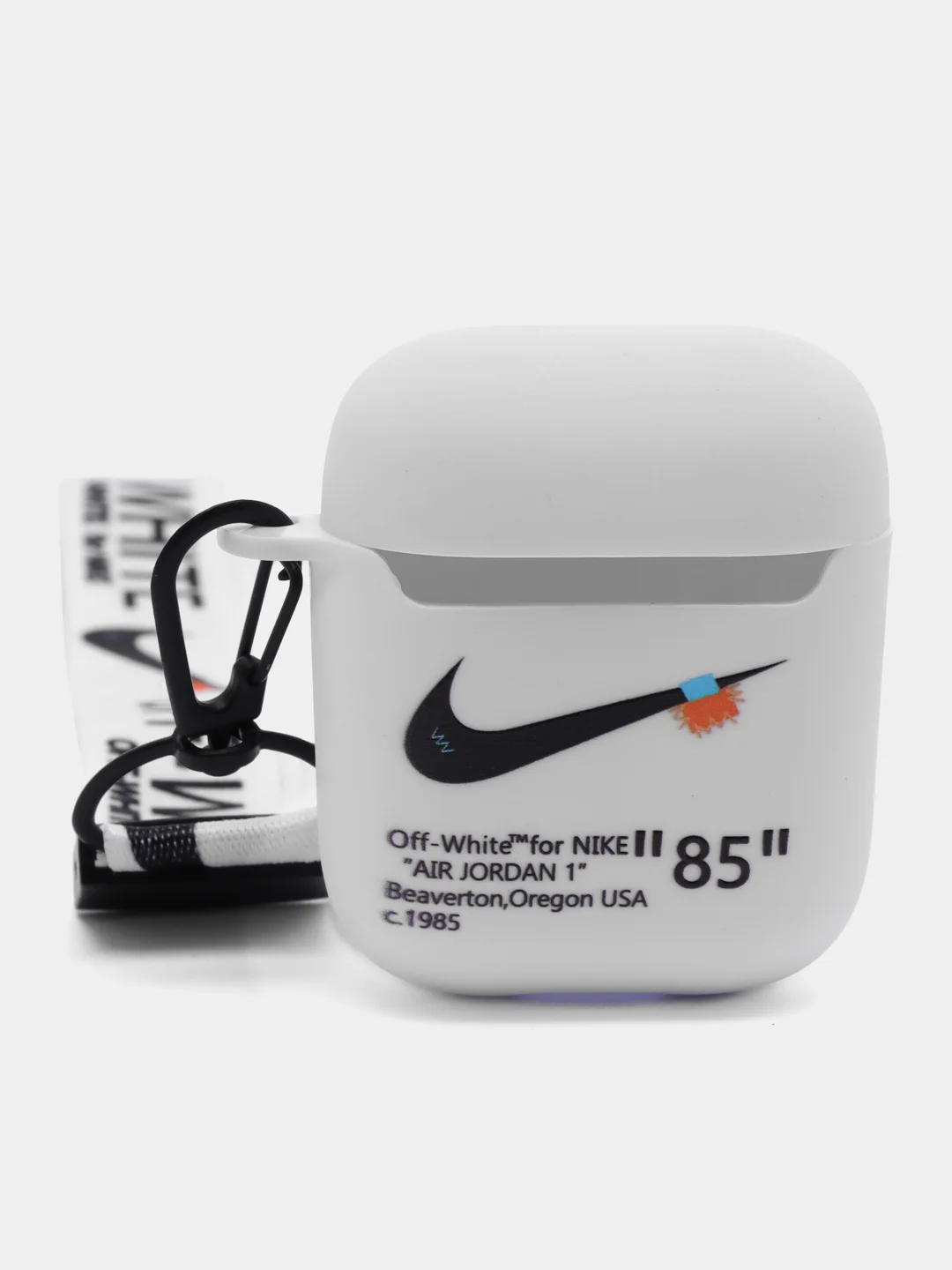 Белый чехол для наушников Apple AirPods 1 / Pro 2 / 3 силиконовый с принтом Nike sport (найк))