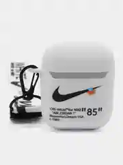Белый чехол для наушников Apple AirPods 1 / Pro 2 / 3 силиконовый с принтом Nike sport (найк))