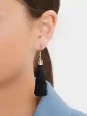 Черный серьги женские -кисти