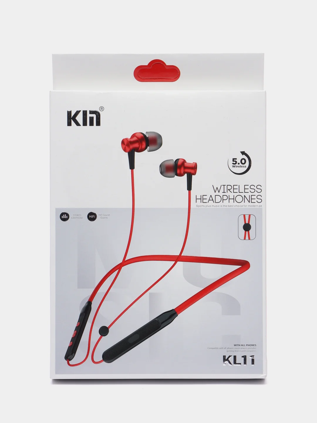 Красный беспроводные Bluetooth наушники KIN SPORT KL-11 с микрофоном