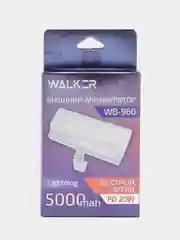 Белый power Bank 5000 mAh, Li-Pol, 2.1A вх/вых, Lightning, Type-C, индикатор, подставка