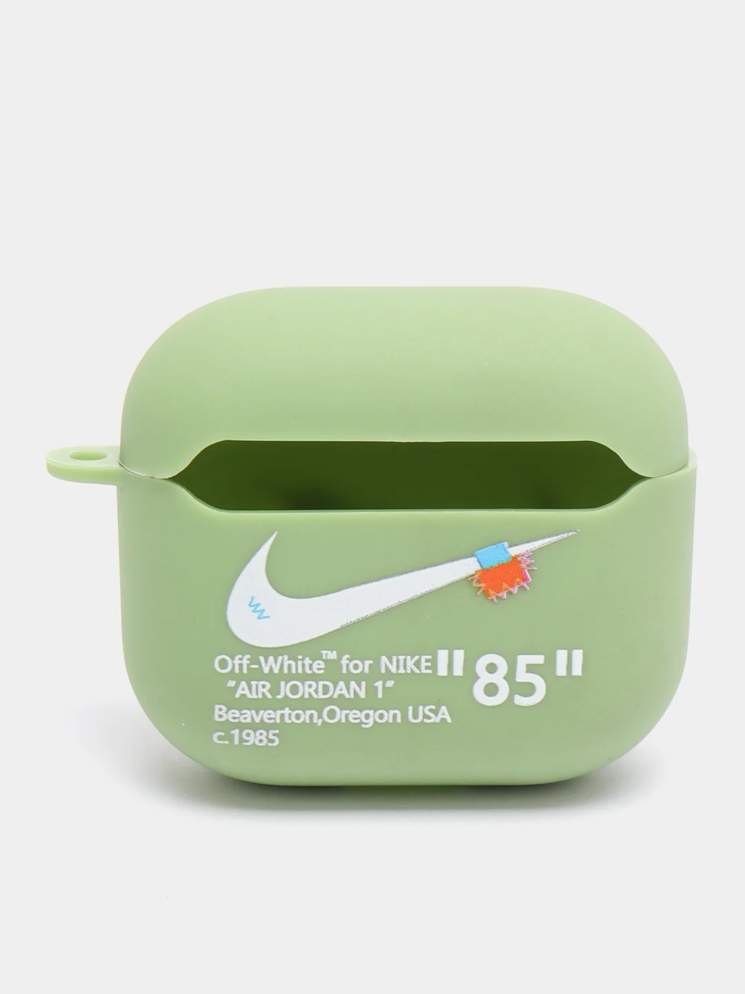 Мятный чехол для наушников Apple AirPods 1 / Pro 2 / 3 силиконовый с принтом Nike sport (найк))