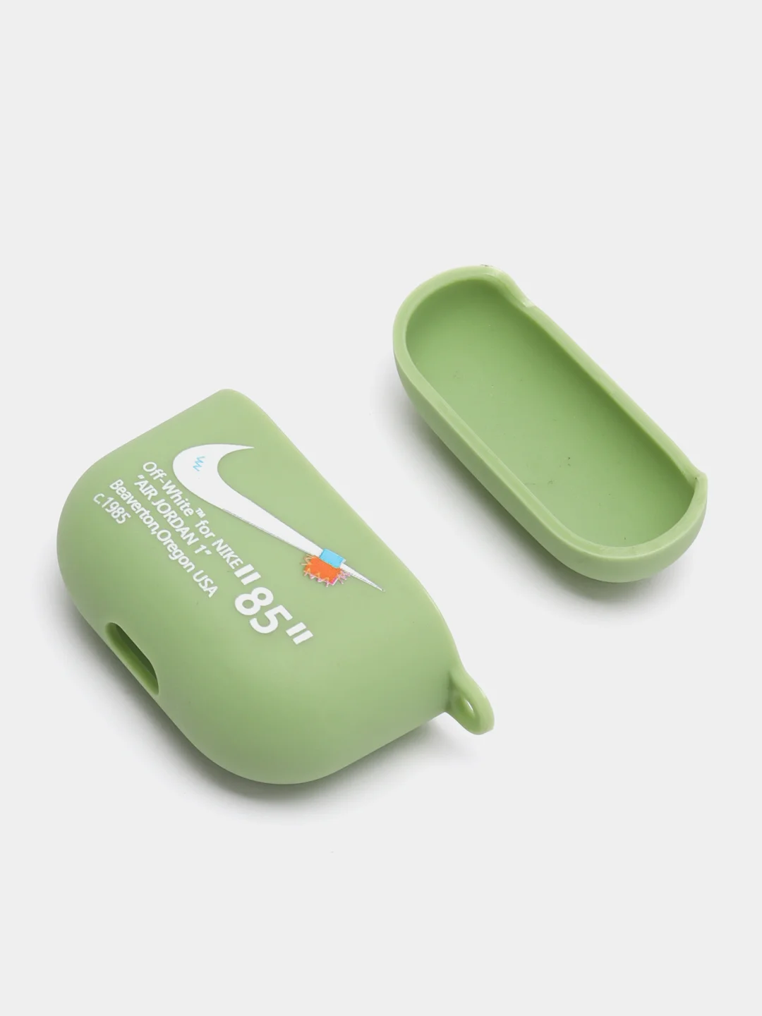Мятный чехол для наушников Apple AirPods 1 / Pro 2 / 3 силиконовый с принтом Nike sport (найк))