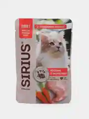 Влажный корм для кошек SIRIUS кусочки в соусе кролик с морковью 85гр