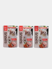 Влажный корм для кошек SIRIUS кусочки в соусе кролик с морковью 85гр