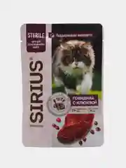 Влажный корм для стерилизованных кошек SIRIUS кусочки в соусе говядина с клюквой  85г