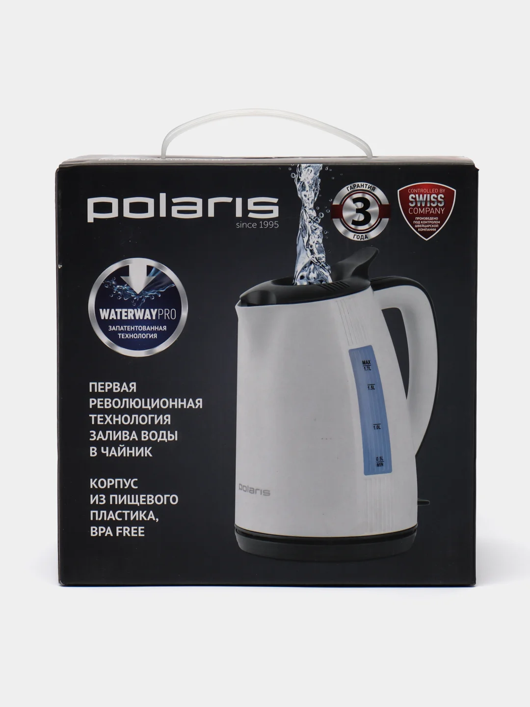Чайник Polaris PWK 1708C Water Way Pro, белый/серый