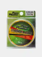 ЛЕСКА POWER PHANTOM FLUOROCARBON, 0,6 0,12ММ, 1,45 КГ,ПРОЗРАЧНЫЙ, 30М