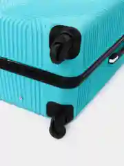 Бирюзовый чемодан дорожный, пластиковый, на колесиках, размеры S, M, L, с кодовым замком