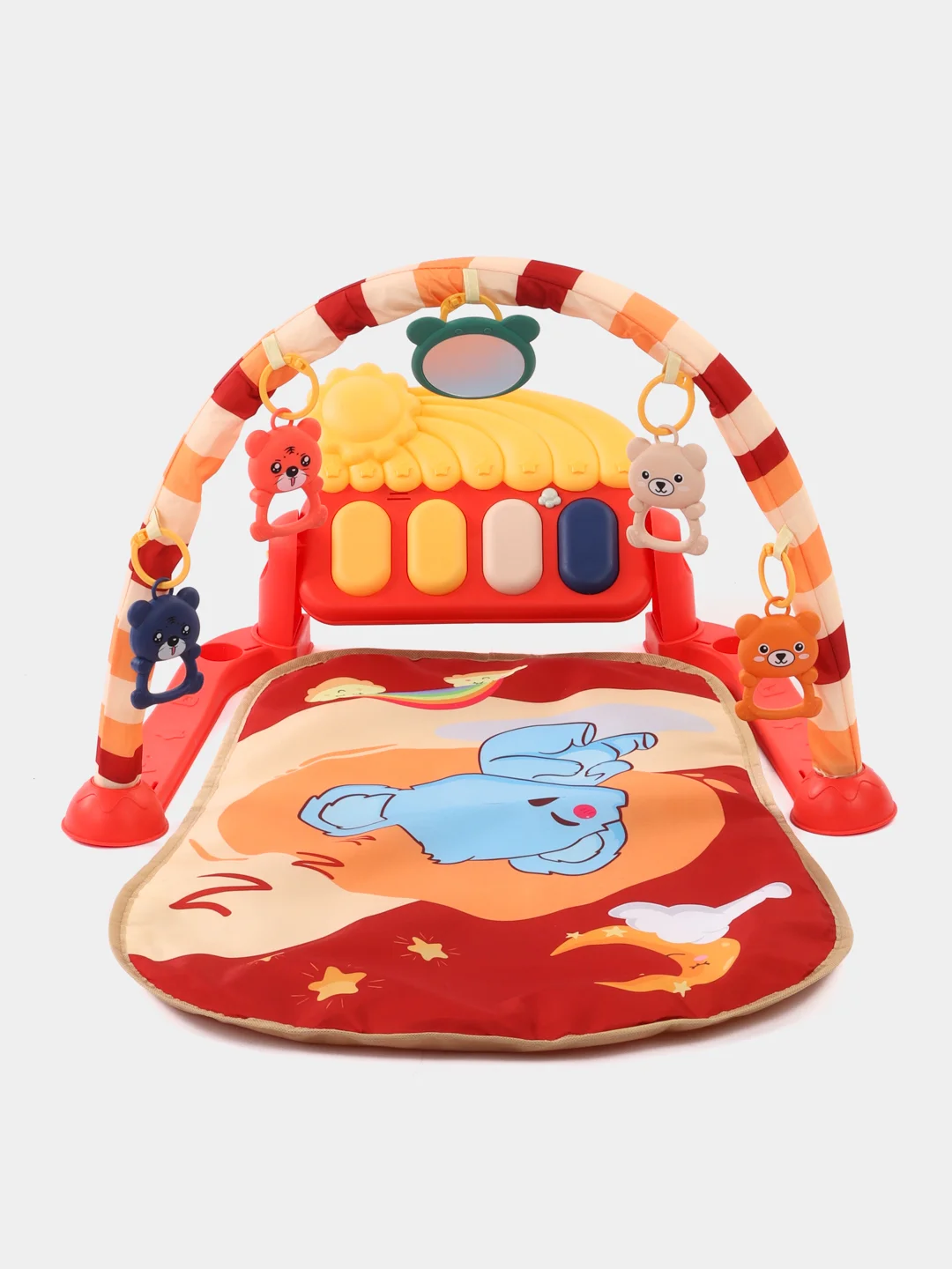 Красный детский игровой коврик с пианино, для новорождённых