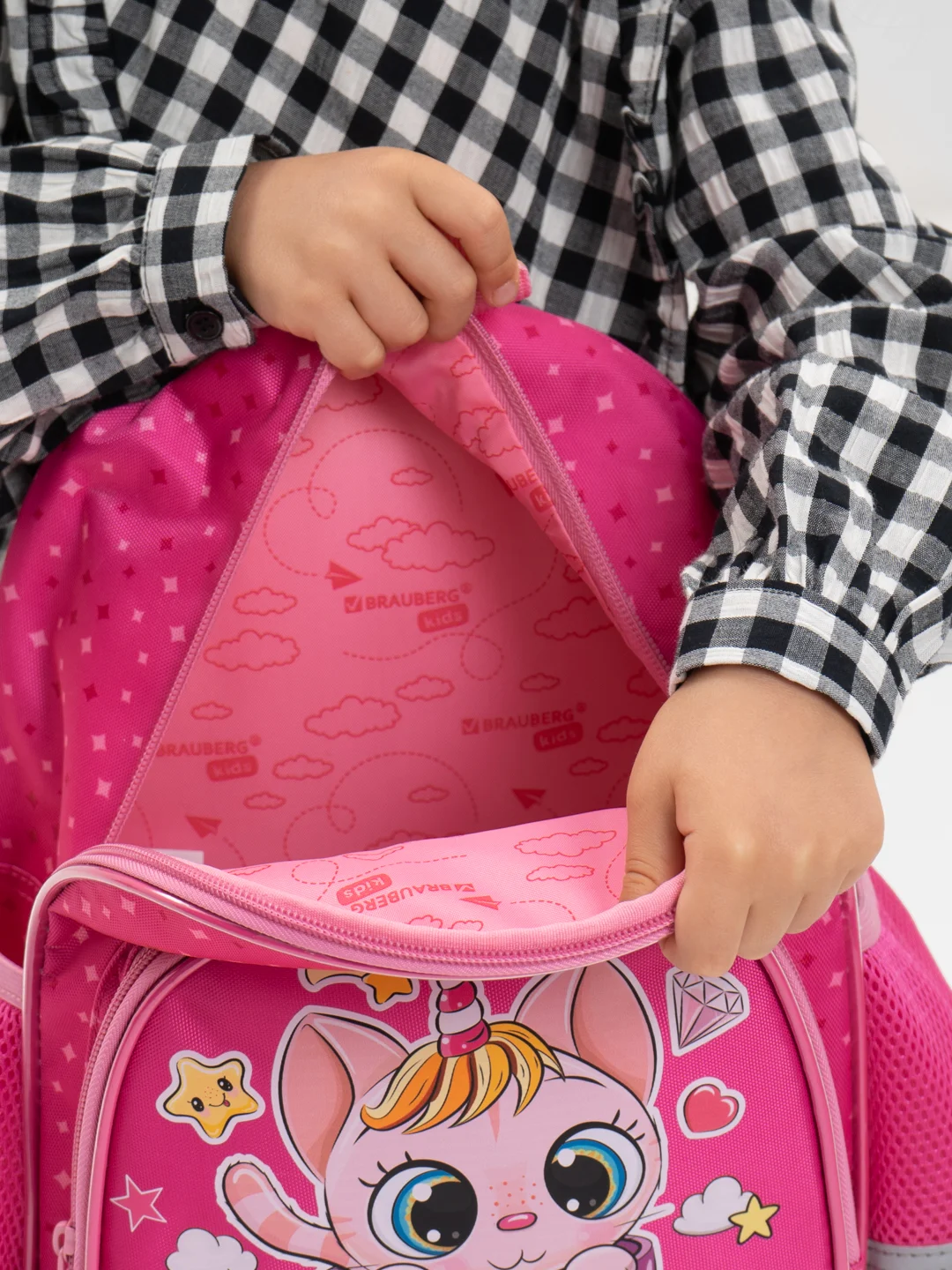 Рюкзак детский маленький дошкольный Brauberg Kids 1 отделение, 3 кармана, Kittycorn 271389