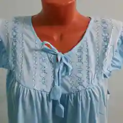 Голубой ночная сорочка, с вышивкой