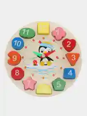 Деревянная игрушка часы,  шнуровка бусины, пазлы, вкладыш