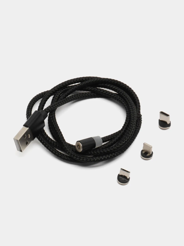 Магнитный кабель, разъемы MicroUSB, Type-C, Lightning IPhone