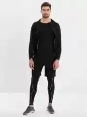 Черный мужской спортивный костюм 4 в 1 : олимпийка, рашгард, тайтсы, шорты