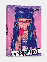 Тёмно-розовый блокнот в линию 64 листа А6+ твердая обложка, MyArt аниме/котик/Ван гог. Проф-Пресс