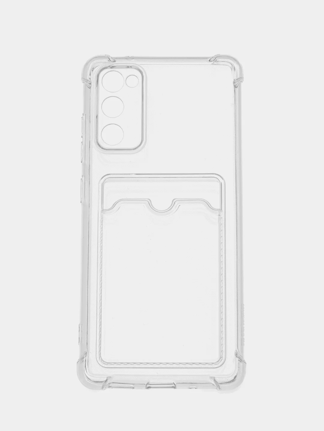 Чехол противоударный на Samsung A04, A04, S S20FE с кармашком для фото и карт, прозрачный