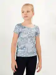 Синий футболка для девочки, 5+ "Катрин", с принтом, хлопковая