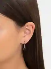 Черный комплект серьги и цепочка, с камнем