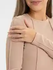Серебряный кольца женские, Набор из 6 колец с цепями, V-образная форма