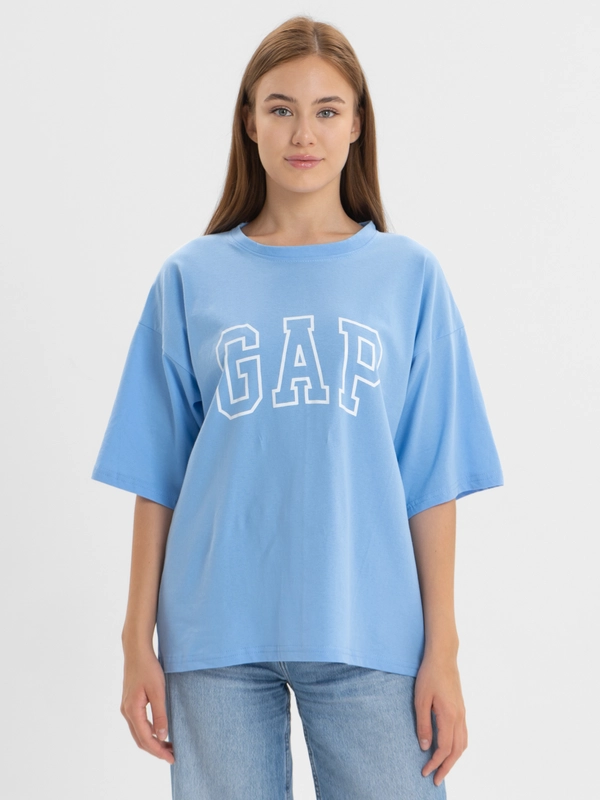Футболка свободного кроя, однотонная, oversize с принтом GAP