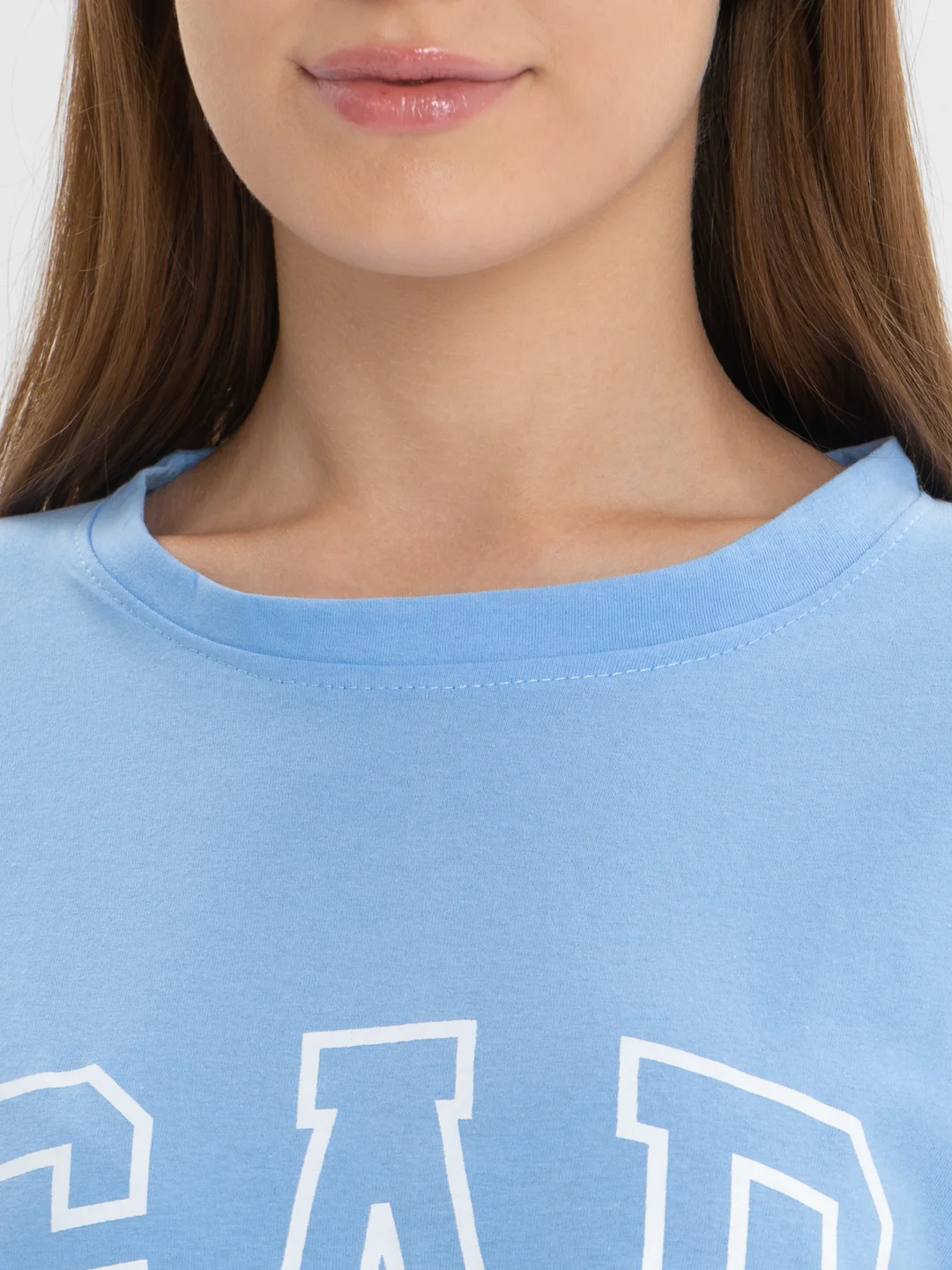 Белый футболка свободного кроя, однотонная, oversize с принтом GAP