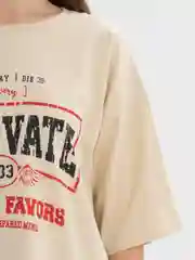 Бежевый женская футболка свободного кроя, однотонная, oversize, с принтом RENOVATE