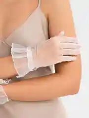 Белый перчатки женские сетчатые, короткие, гипюровые