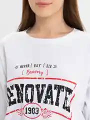 Белый женская футболка свободного кроя, однотонная, oversize, с принтом RENOVATE