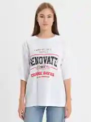 Белый женская футболка свободного кроя, однотонная, oversize, с принтом RENOVATE