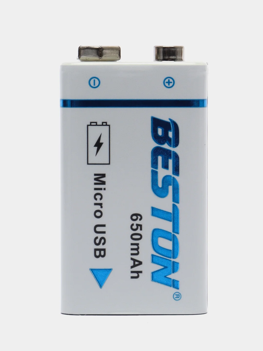 Крона аккумуляторная батарейка 9V, 650mAh, microUSB