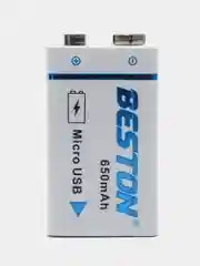 Крона аккумуляторная батарейка 9V, 650mAh, microUSB
