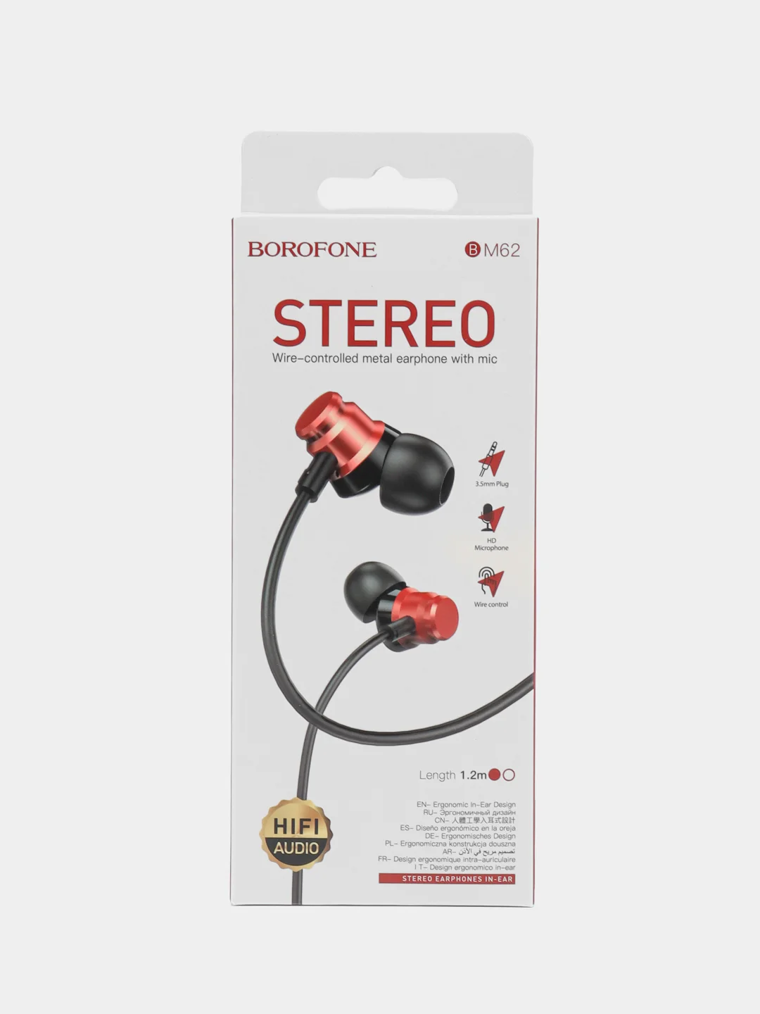 Красный наушники с микрофоном Borofone BM62 3.5 mm Jack