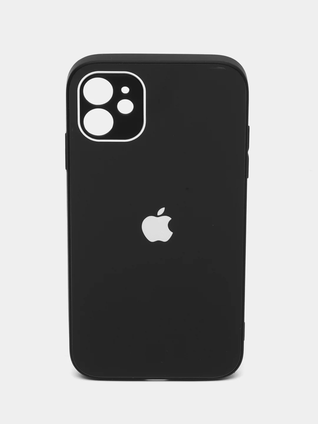 Угольный чехол силиконовый для iPhone 11, со стеклянной панелью, с защитой для камеры
