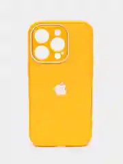 Горчичный силиконовый чехол на iPhone 14, 14 Plus, 14 Pro, 14 Pro Max, со стеклянной панелью