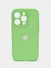 Лайм силиконовый чехол на iPhone 14, 14 Plus, 14 Pro, 14 Pro Max, со стеклянной панелью