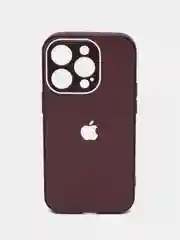 Тёмно-бордовый силиконовый чехол на iPhone 14, 14 Plus, 14 Pro, 14 Pro Max, со стеклянной панелью